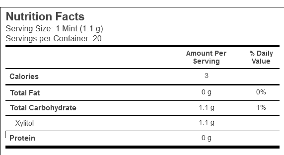 nutri info mints tangerine tango